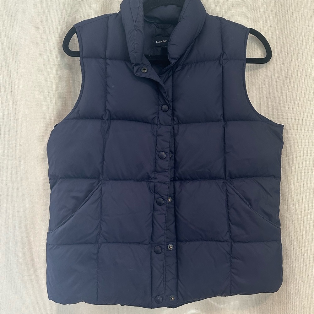 Lands' End Blue Quilted Puffer Vest